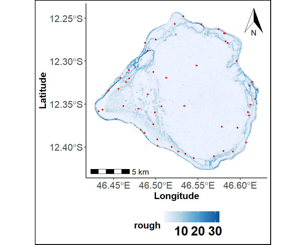 Carte d'échantillonnage spatial par couverture, utilisée pour illustrer les méthodes d'échantillonnage stratégique